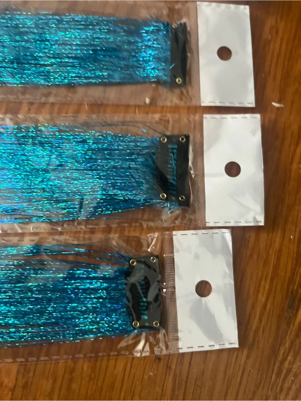 Blue sparkling hair clips (qty-6)